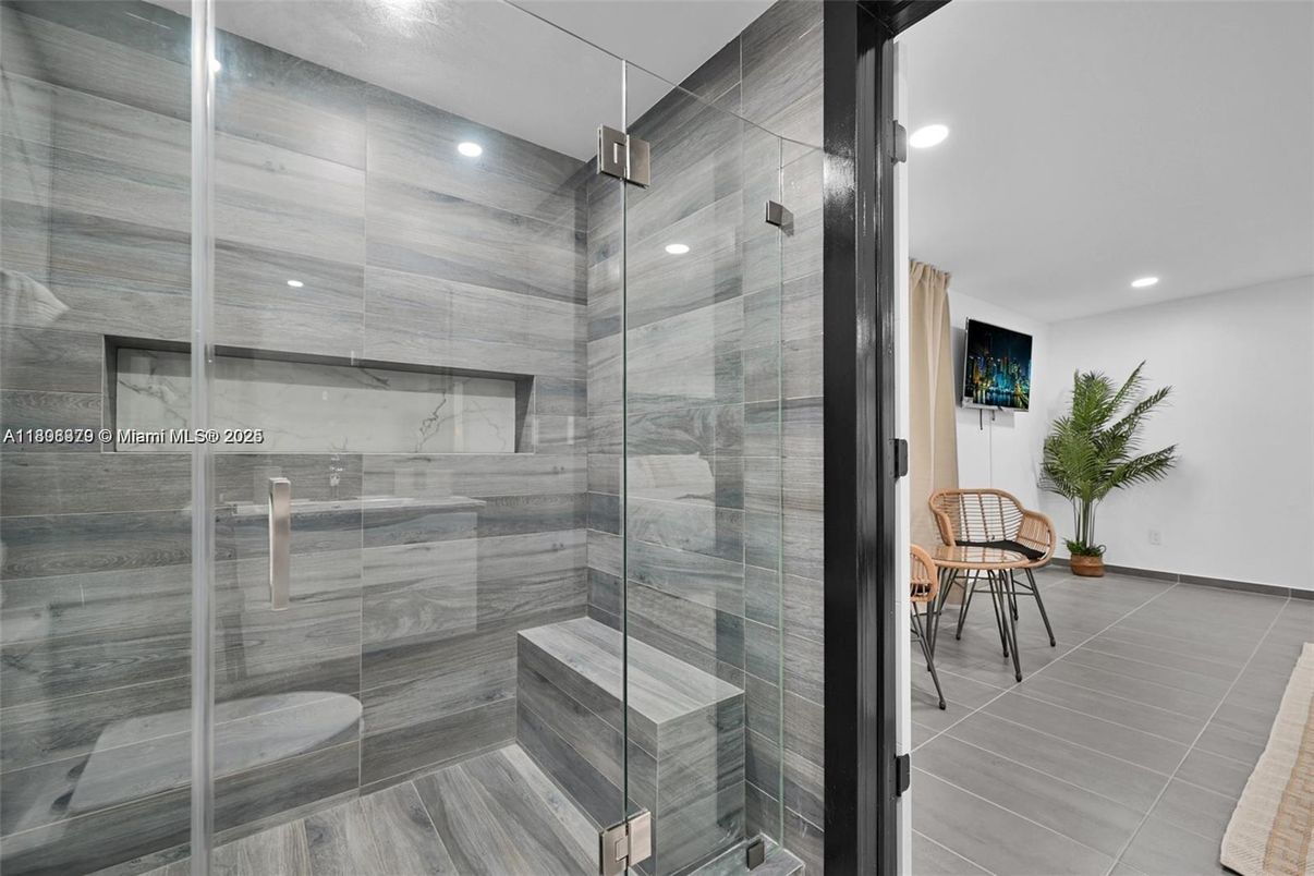 Bathroom, Glass Shower, Interior, Recessed Lighting