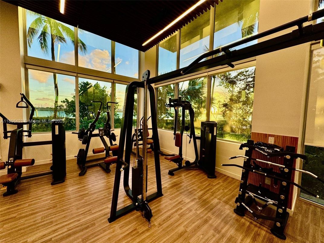 Fitness Equipment, Gym, Interior, Wood Texture Flooring