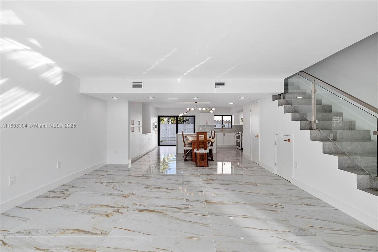 Dining room, Interior, Marble, Pendant Lights, Recessed Lighting