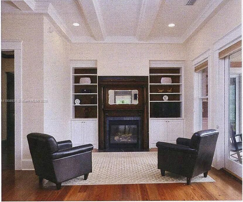 Fireplace, Interior, Recessed Lighting, Wood Texture Flooring