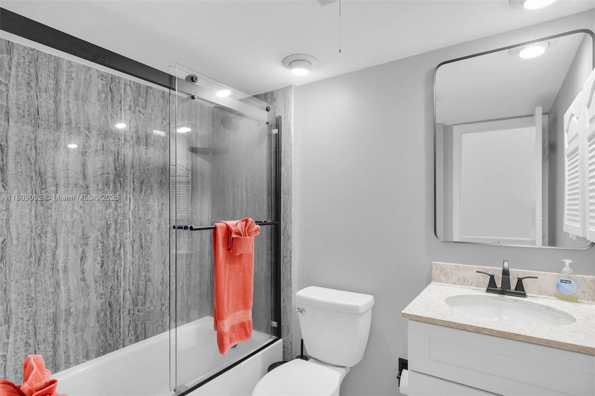 Bathroom, Glass Shower, Interior, Recessed Lighting