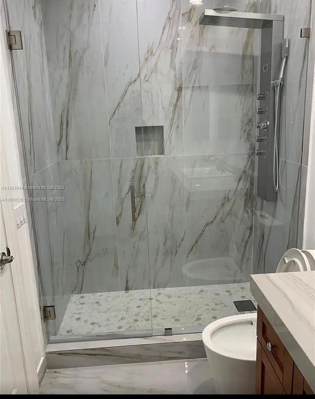 Bathroom, Glass Shower, Interior, Marble Walls