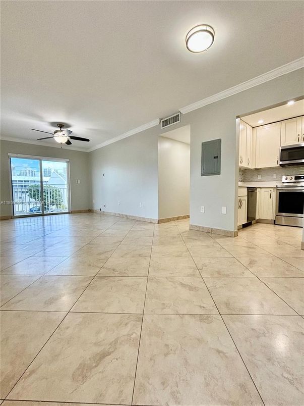 Empty room, Interior, Kitchen, Stainless Steel Appliances