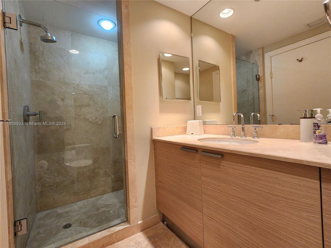 Bathroom, Glass Shower, Interior, Recessed Lighting