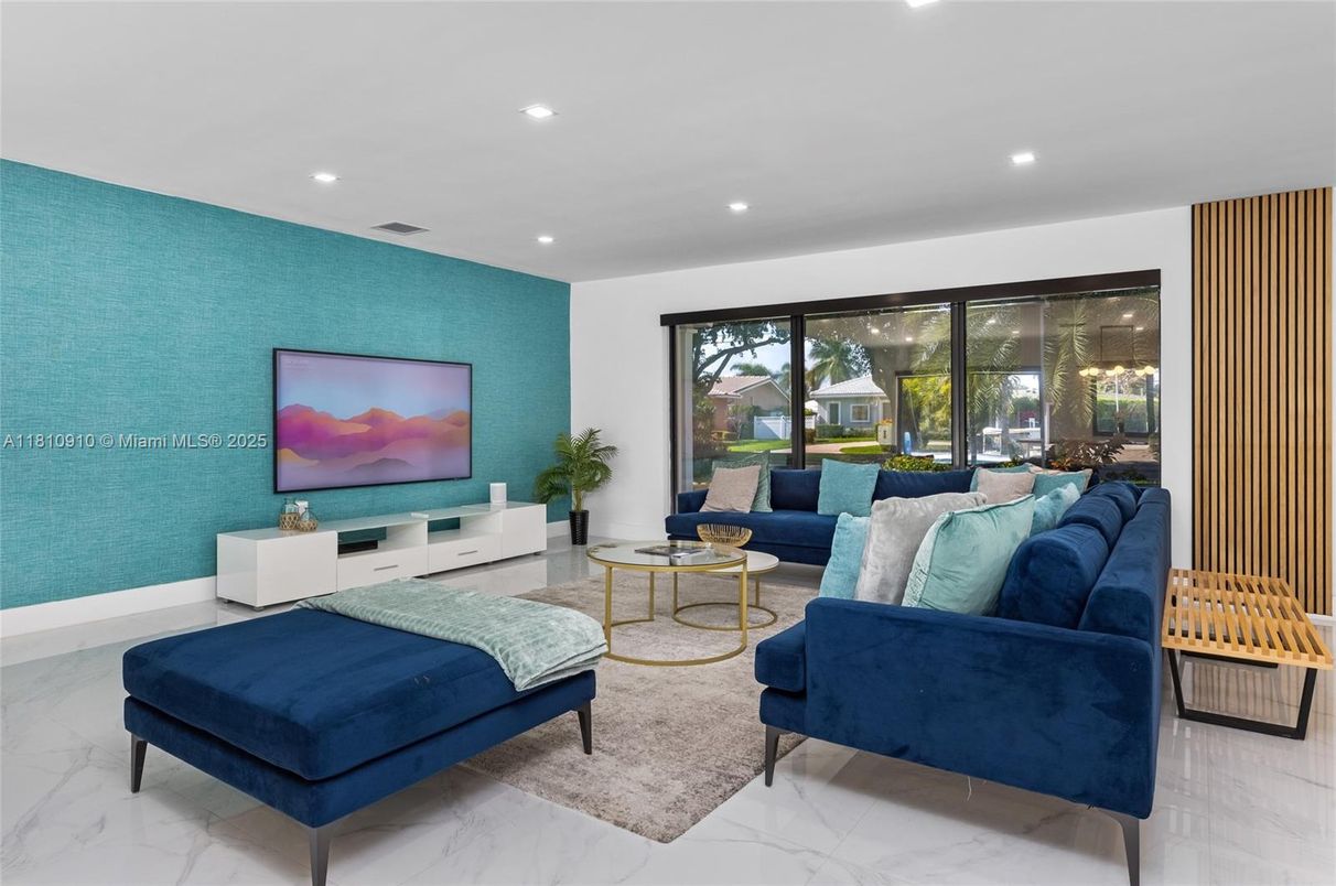 Interior, Living room, Marble, Recessed Lighting