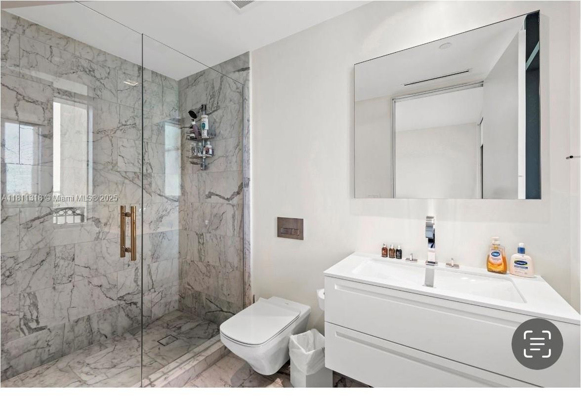 Bathroom, Glass Shower, Interior, Marble Walls
