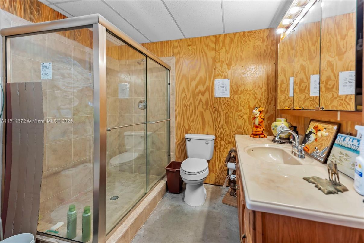 Bathroom, Glass Shower, Interior, Wooden Walls