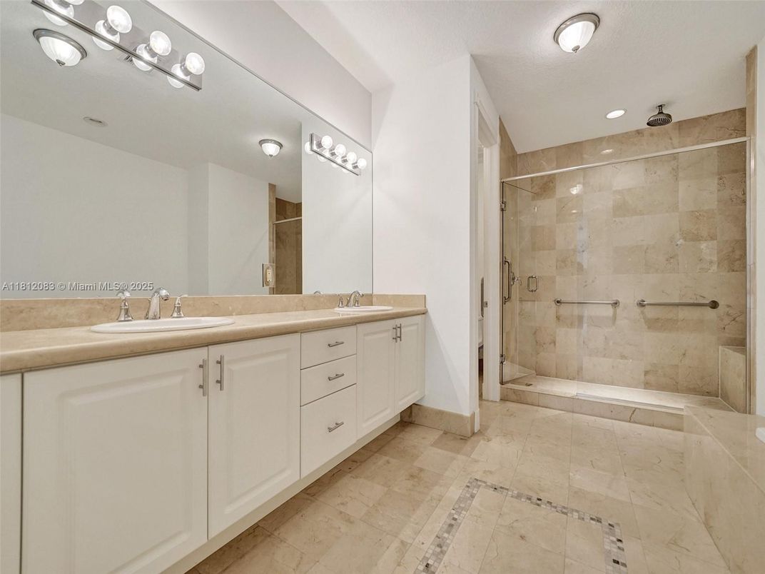 Bathroom, Dual Sink Vanities, Glass Shower, Interior, Recessed Lighting