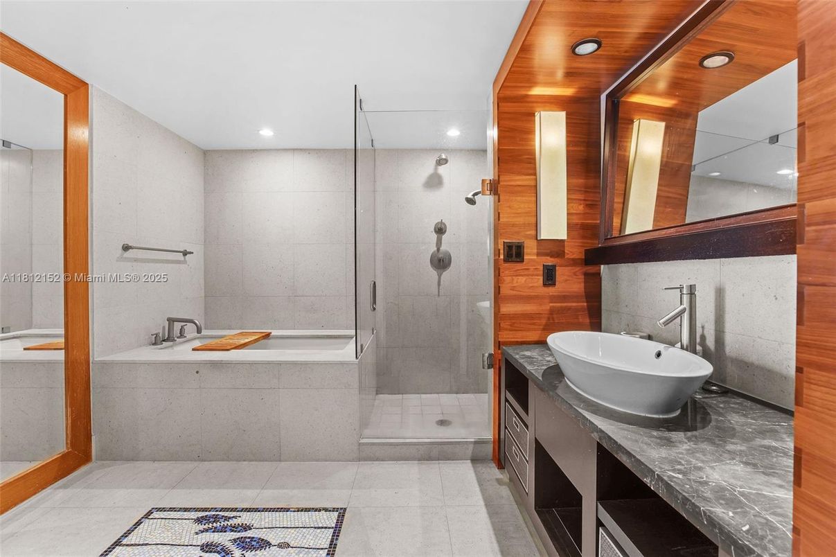 Bathroom, Dual Sink Vanities, Glass Shower, Interior, Recessed Lighting