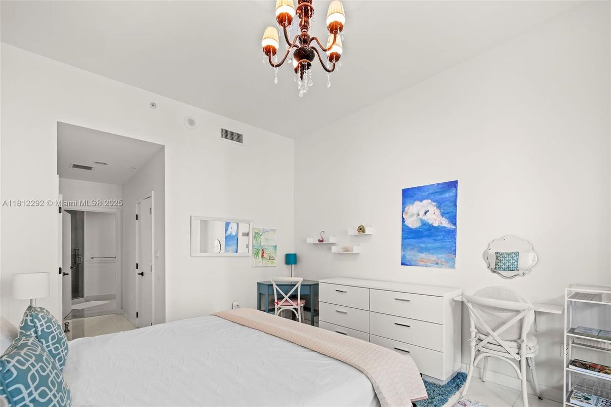 Bedroom, Chandelier, Interior