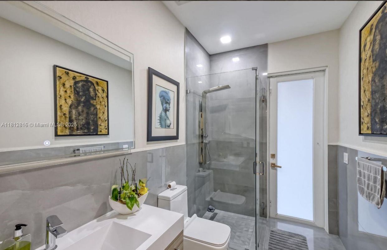 Bathroom, Glass Shower, Interior, Recessed Lighting