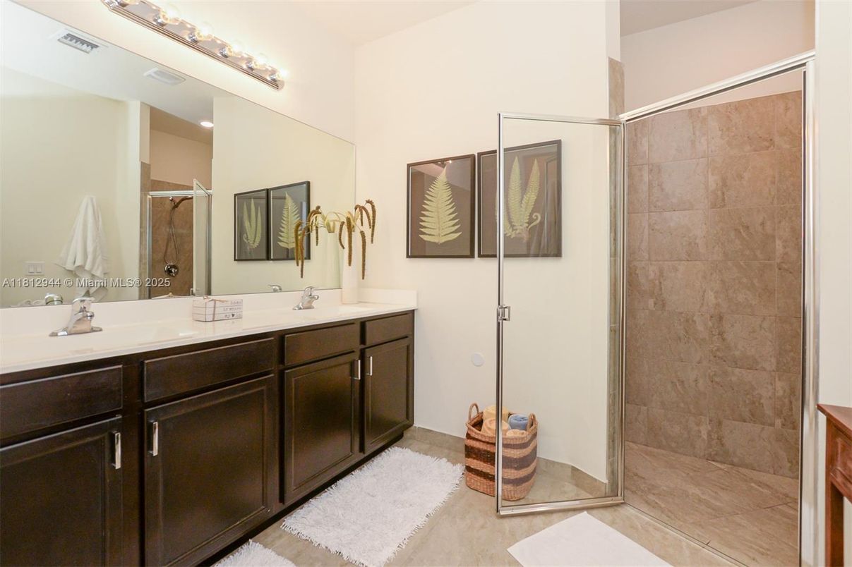 Bathroom, Dual Sink Vanities, Glass Shower, Interior