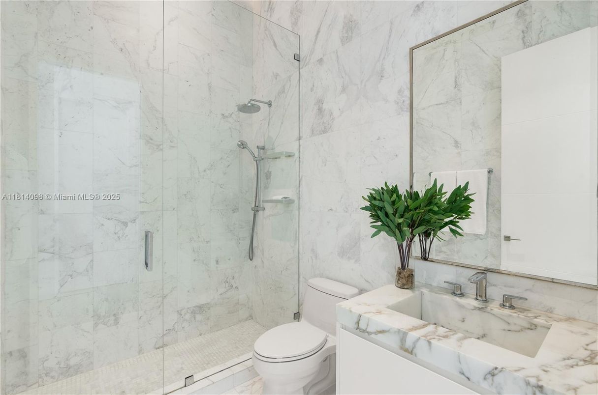 Bathroom, Glass Shower, Interior, Marble Walls