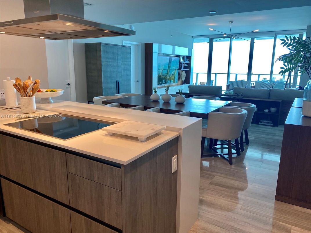 Dining room, Interior, Kitchen, Living room, Pendant Lights, Recessed Lighting, Water, Wood Texture Flooring