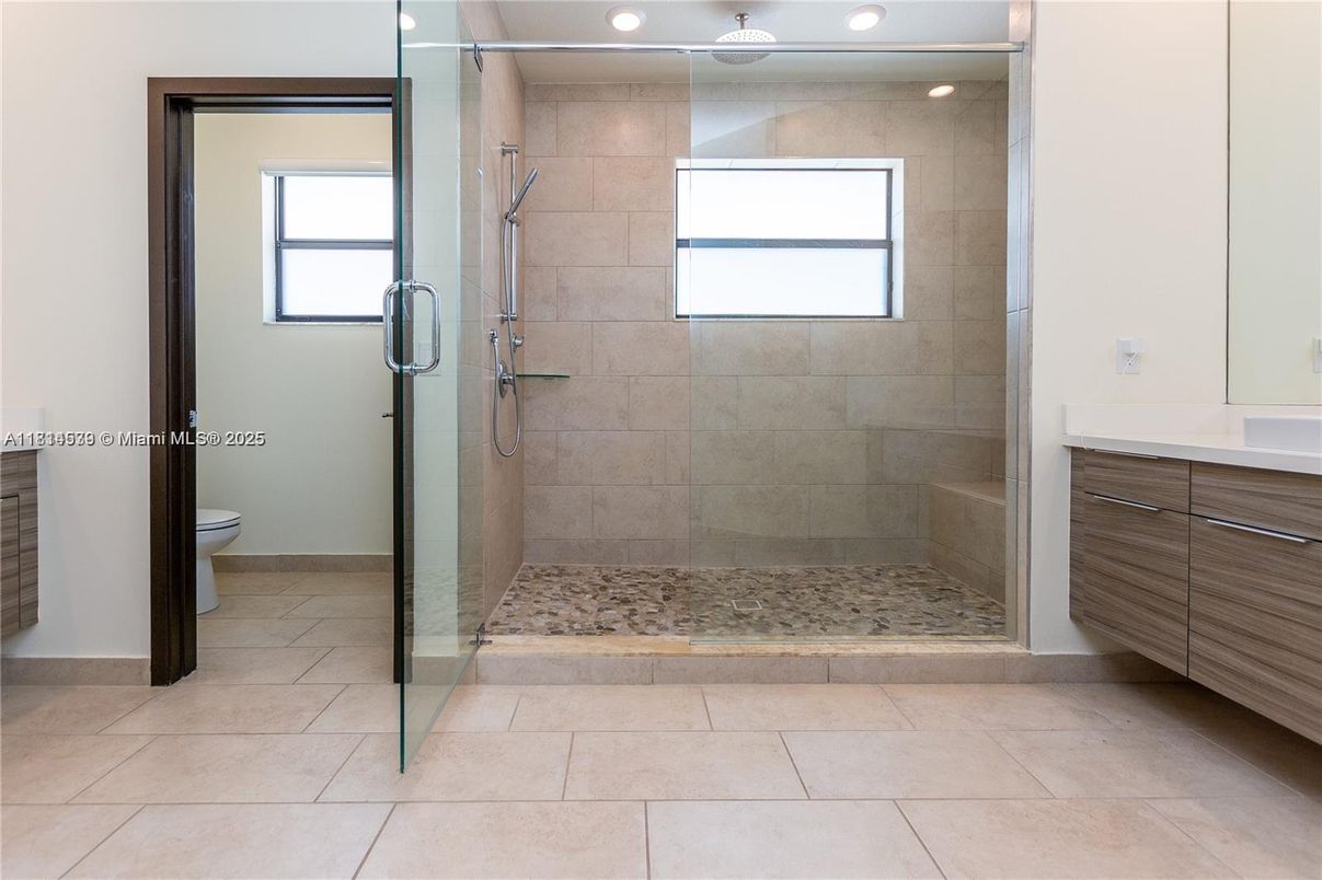 Bathroom, Glass Shower, Interior, Recessed Lighting