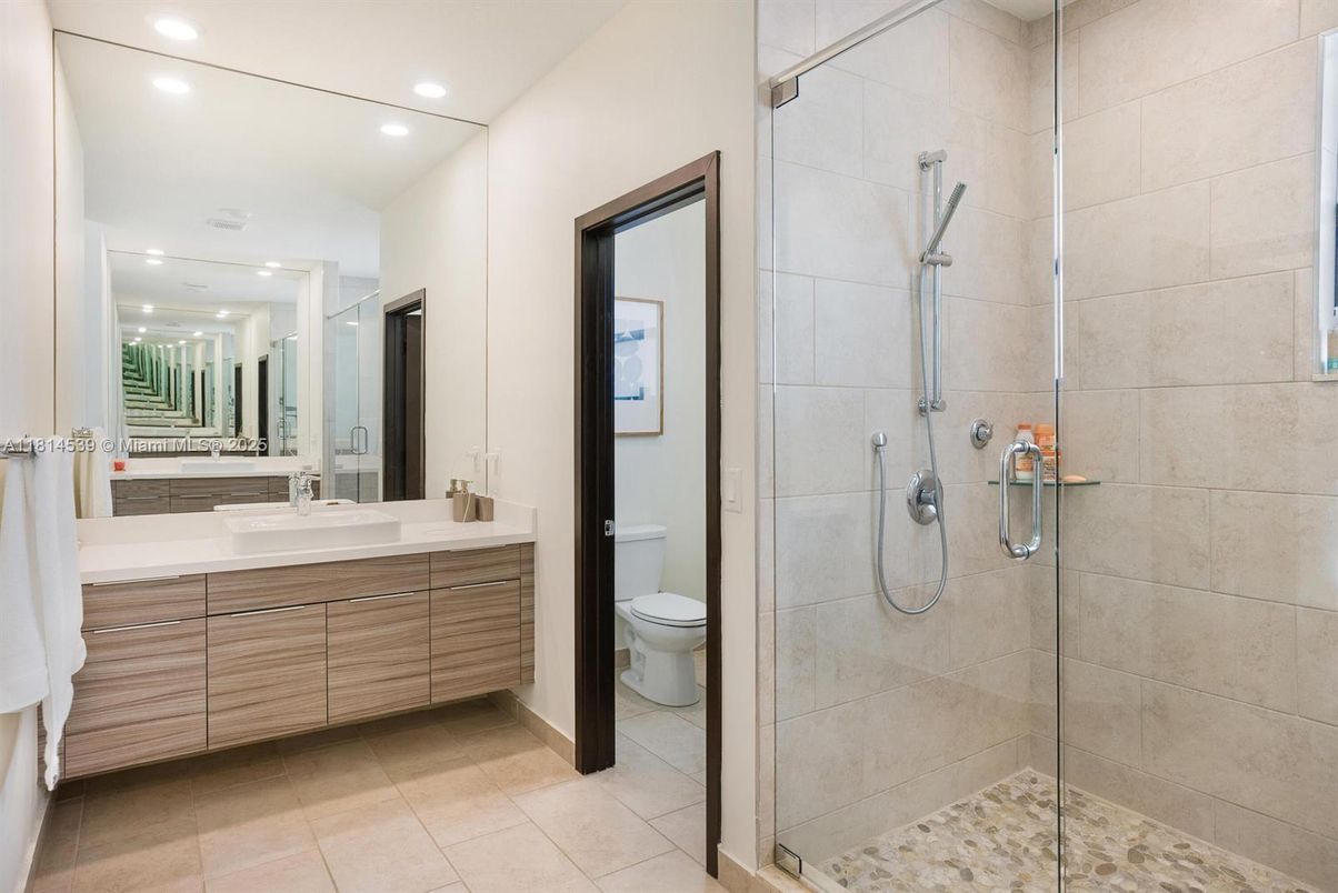 Bathroom, Dual Sink Vanities, Glass Shower, Interior, Recessed Lighting