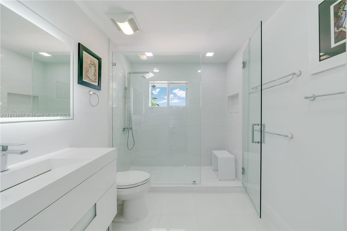 Bathroom, Glass Shower, Interior, Recessed Lighting