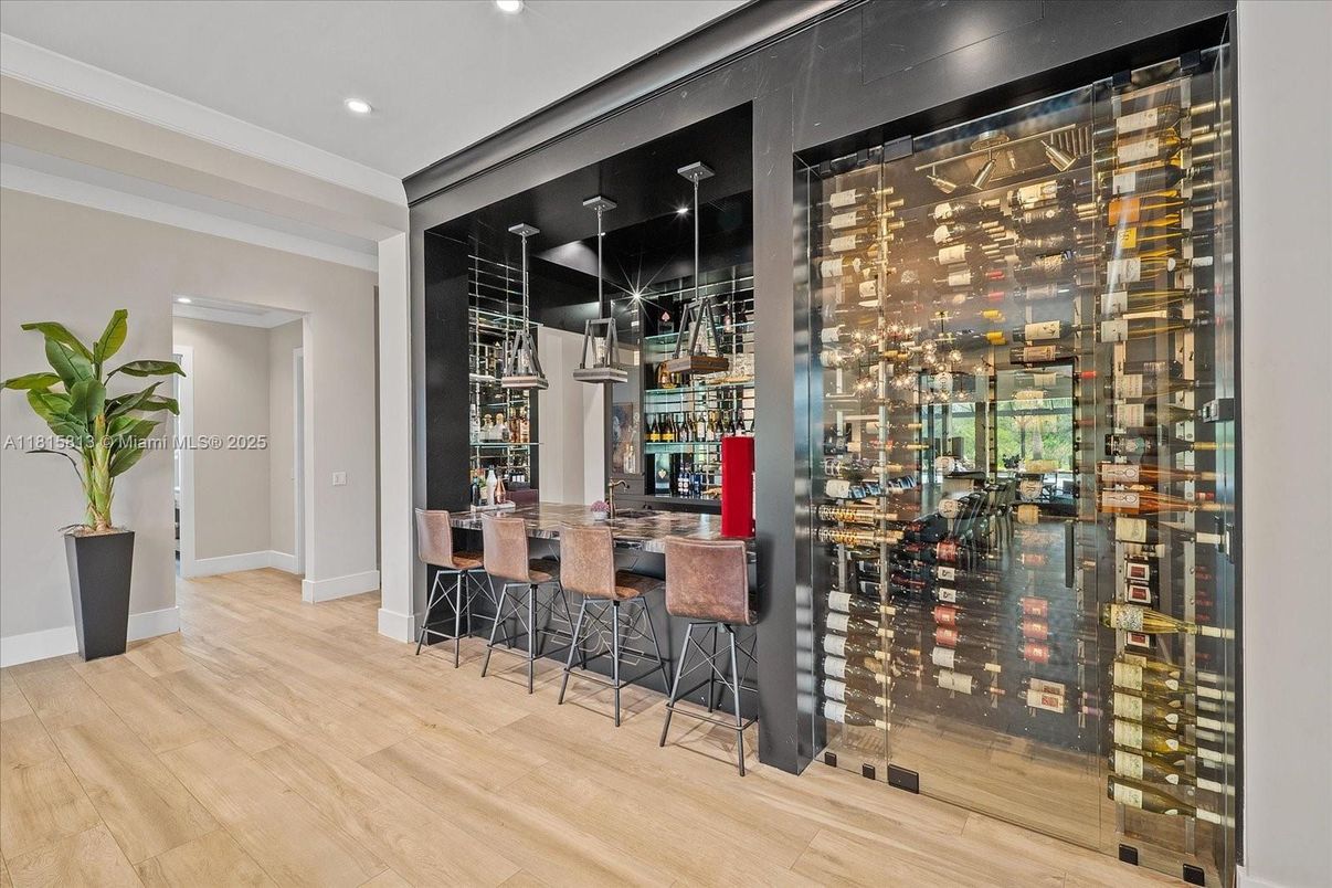 Interior, Recessed Lighting, Wine Storage, Wood Texture Flooring