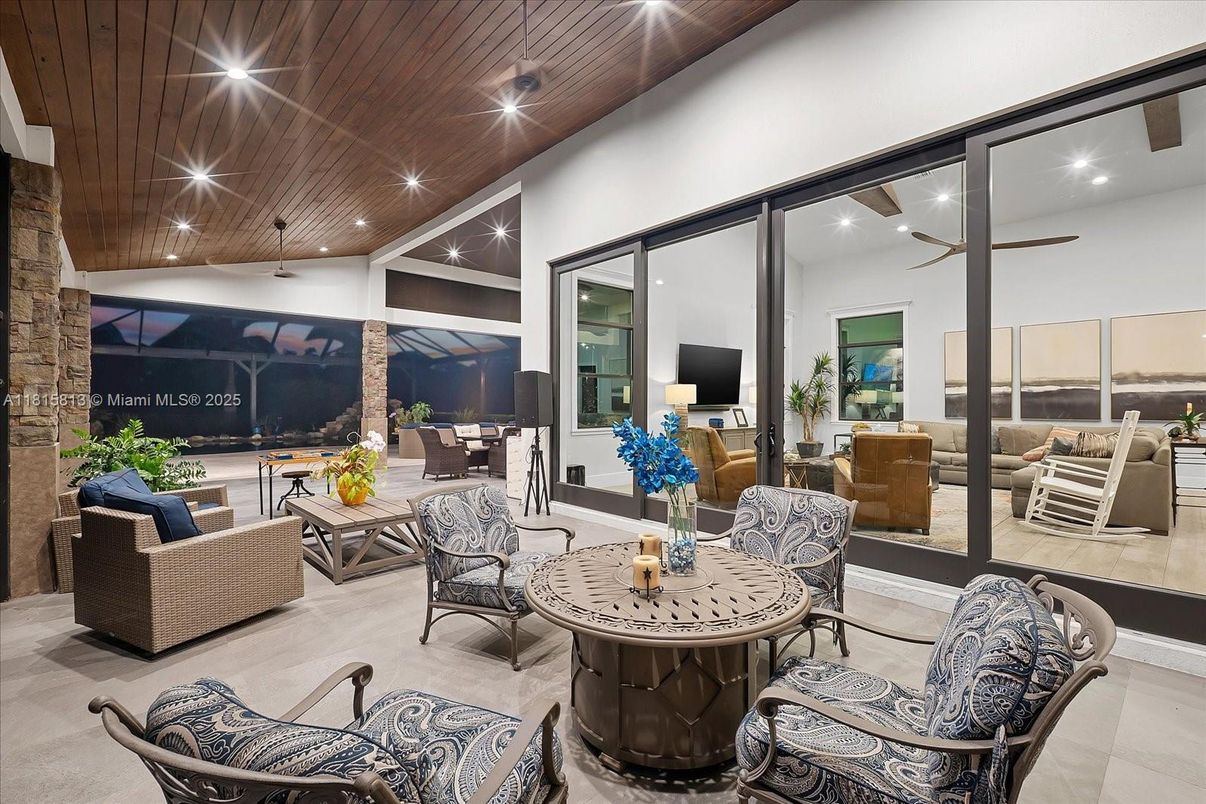 Interior, Living room, Recessed Lighting, Wooden Ceilings