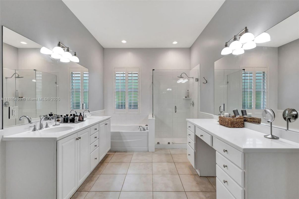 Bathroom, Dual Sink Vanities, Glass Shower, Interior, Recessed Lighting