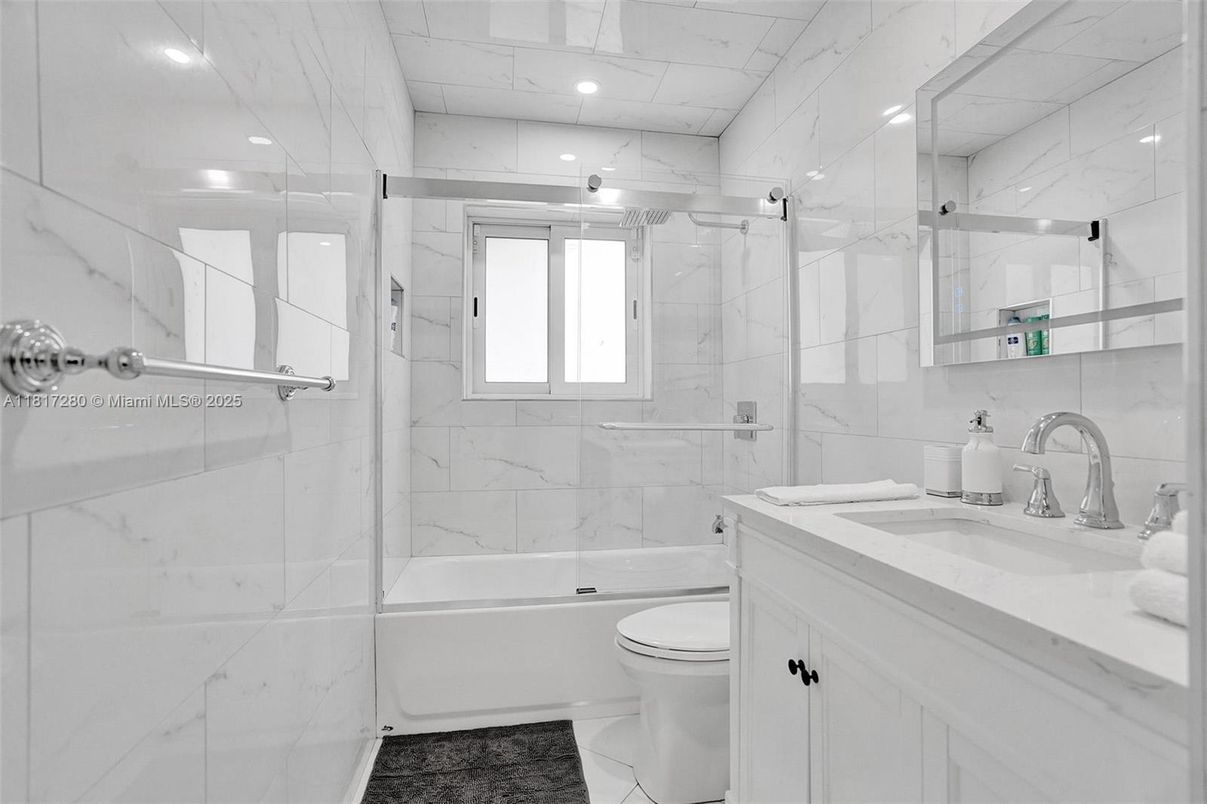 Bathroom, Glass Shower, Interior, Marble Walls, Recessed Lighting
