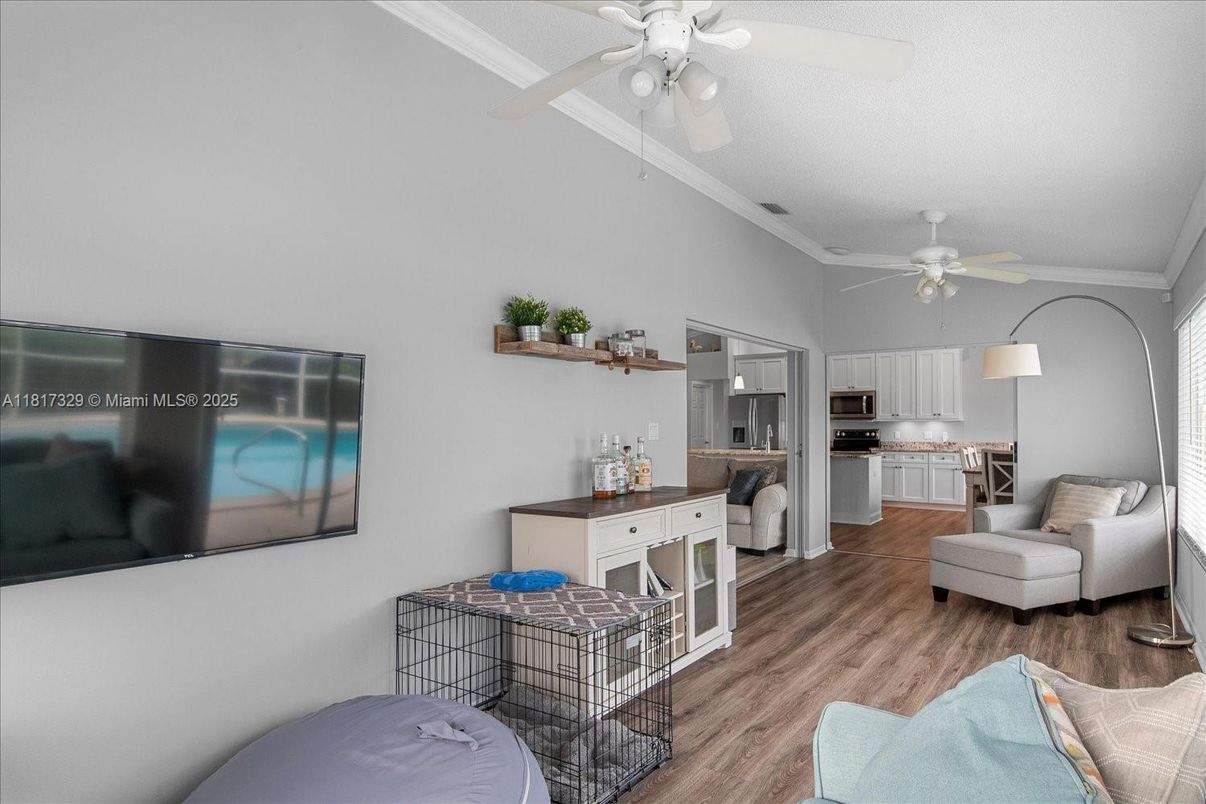 Interior, Kitchen, Stainless Steel Appliances, Wood Texture Flooring