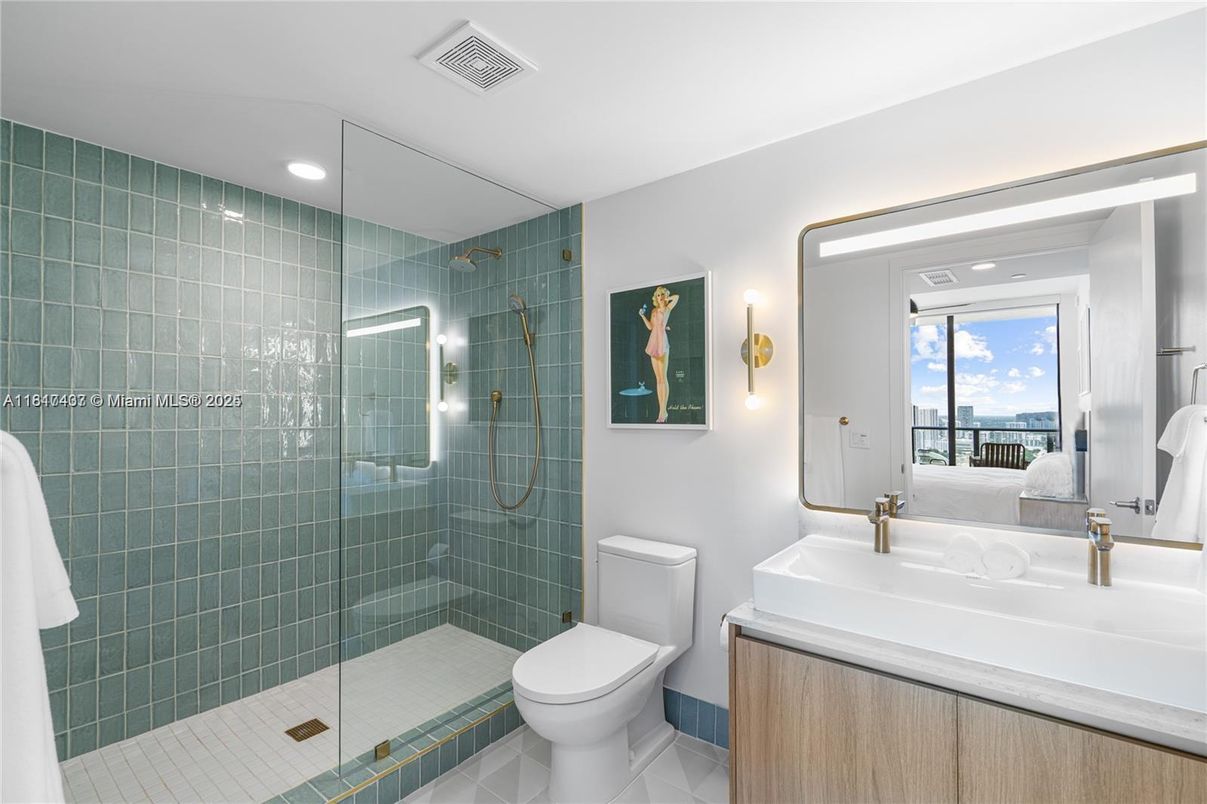 Bathroom, Glass Shower, Interior, Recessed Lighting, Water