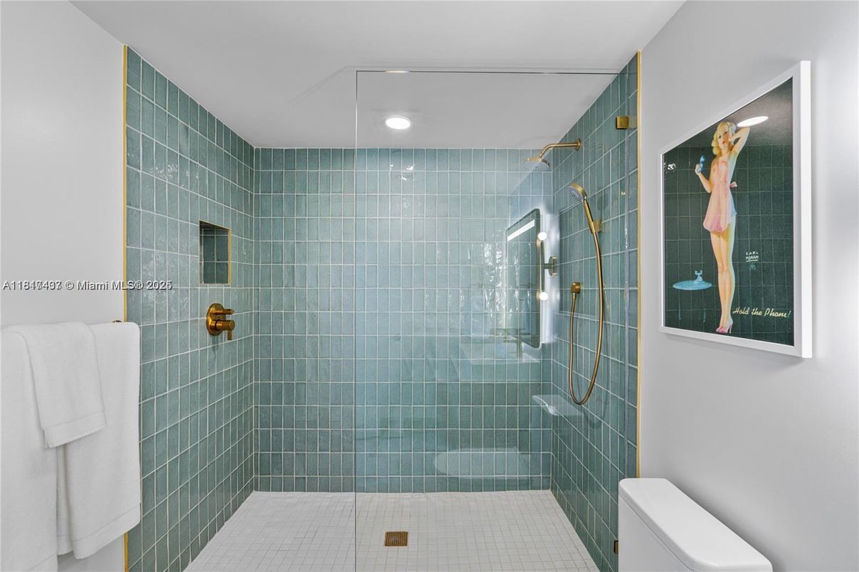 Bathroom, Glass Shower, Interior, Recessed Lighting