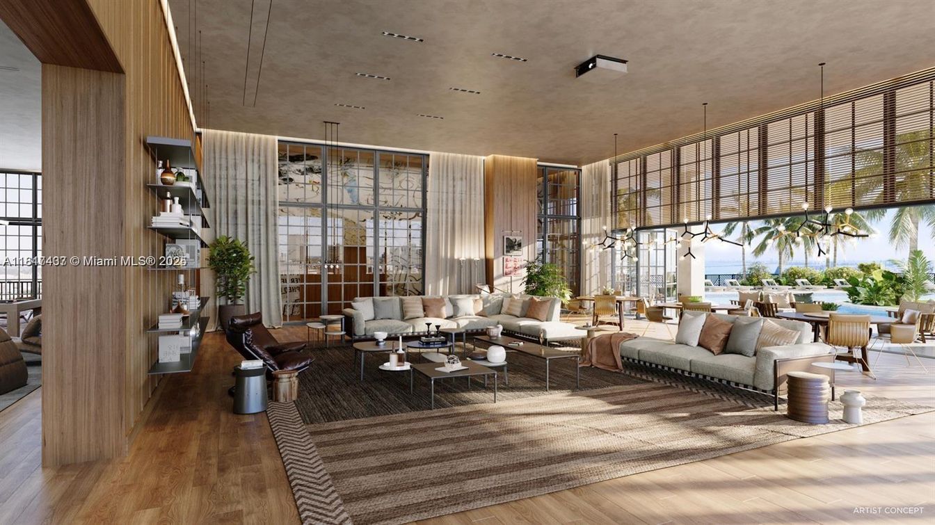 Interior, Living room, Pendant Lights, Water, Wood Texture Flooring