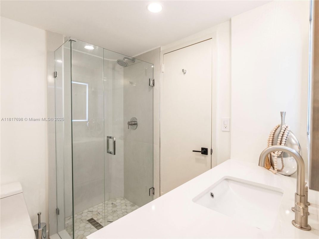 Bathroom, Glass Shower, Interior, Recessed Lighting