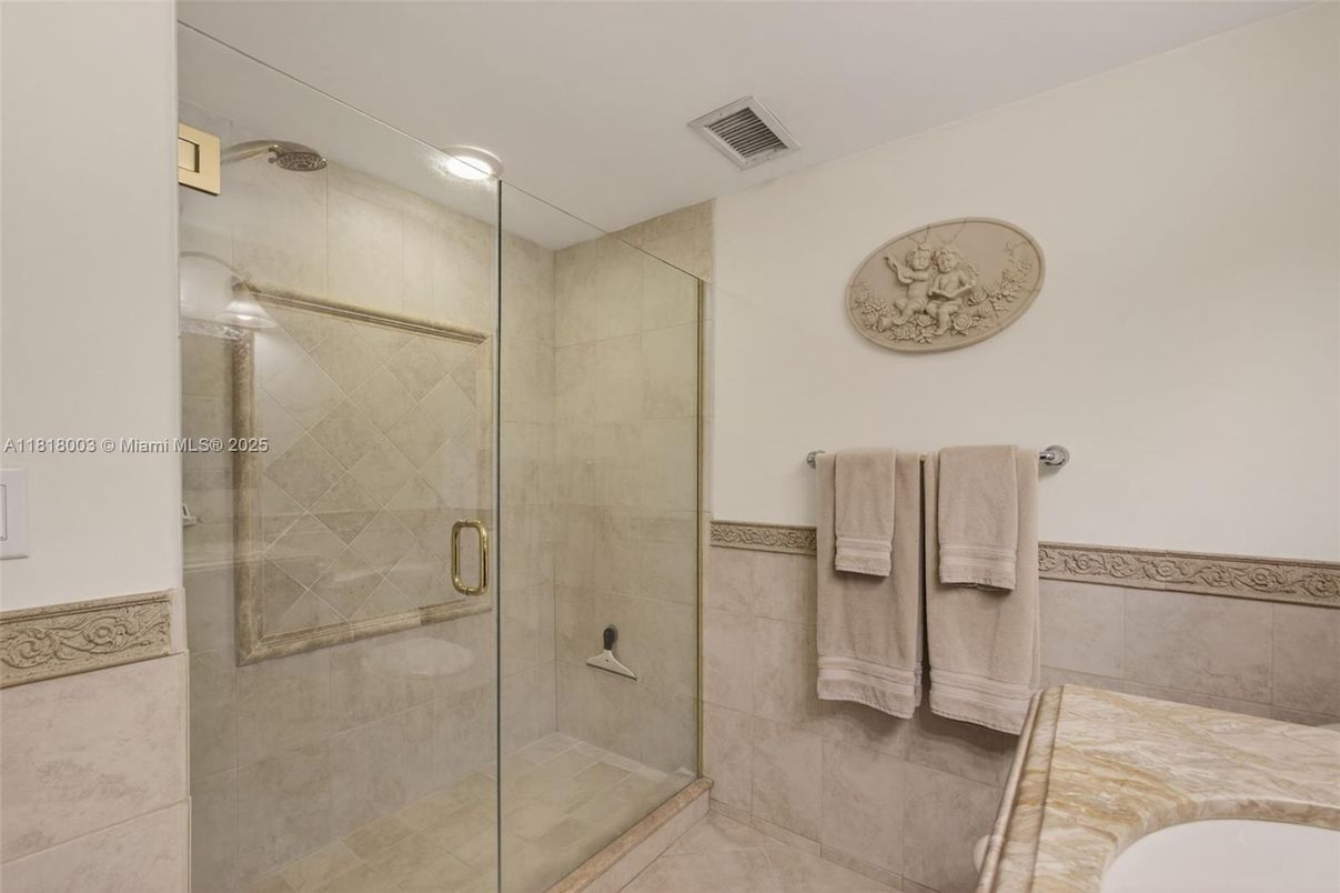 Bathroom, Glass Shower, Interior, Recessed Lighting