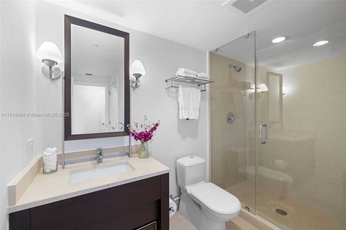 Bathroom, Glass Shower, Interior, Recessed Lighting