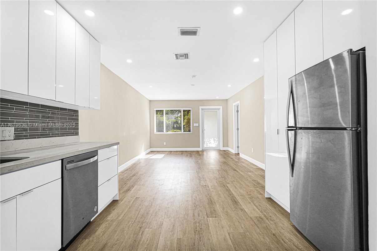 Interior, Kitchen, Recessed Lighting, Wood Texture Flooring