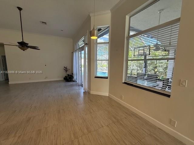 Empty room, Interior, Pendant Lights, Wood Texture Flooring