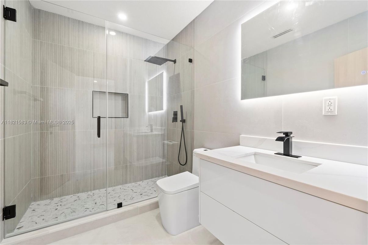 Bathroom, Glass Shower, Interior, Recessed Lighting