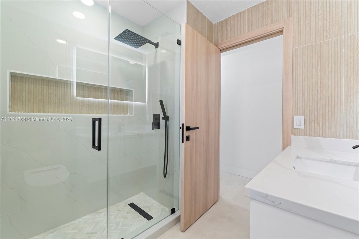 Bathroom, Glass Shower, Interior, Recessed Lighting