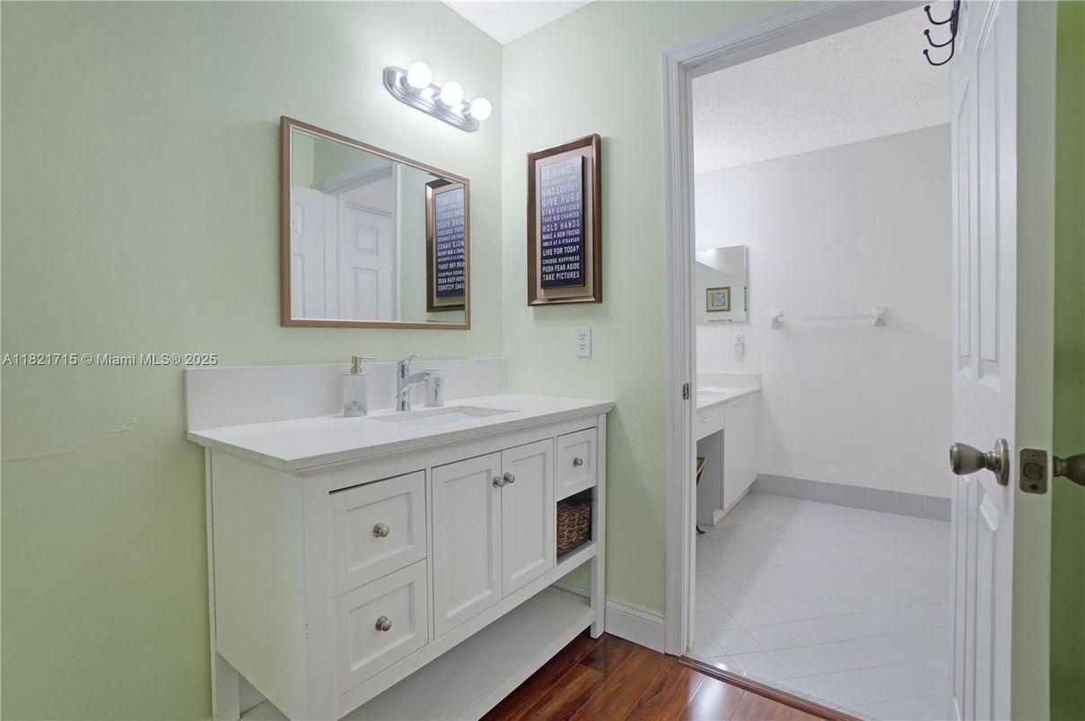 Bathroom, Dual Sink Vanities, Interior, Wood Texture Flooring