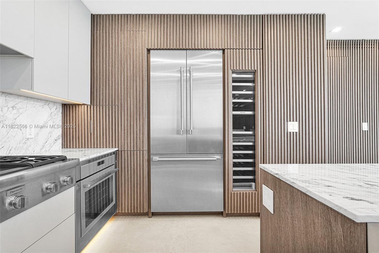 Interior, Kitchen, Marble Walls, Stainless Steel Appliances