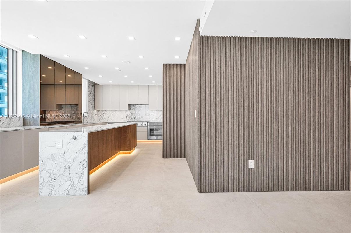 Interior, Kitchen, Marble Walls, Recessed Lighting