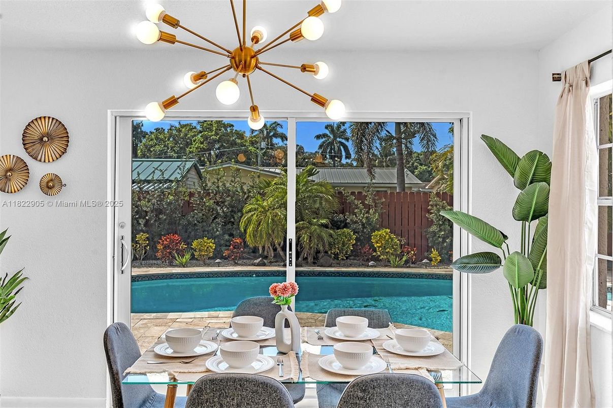 Dining room, Interior, Pendant Lights, Pool