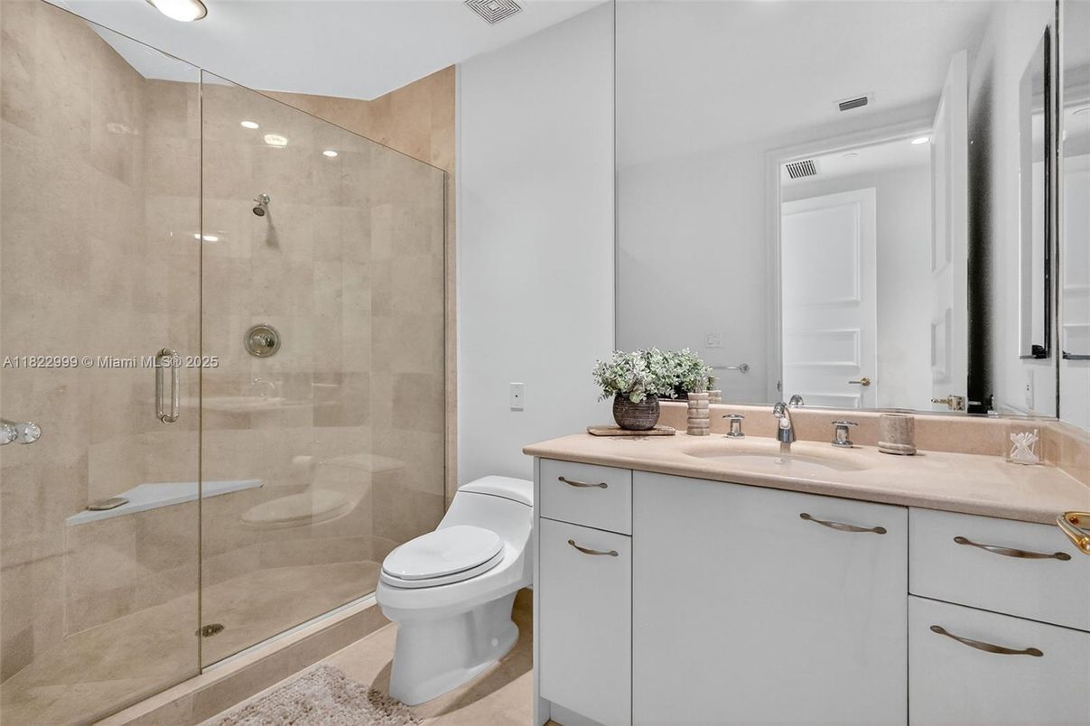 Bathroom, Glass Shower, Interior, Recessed Lighting