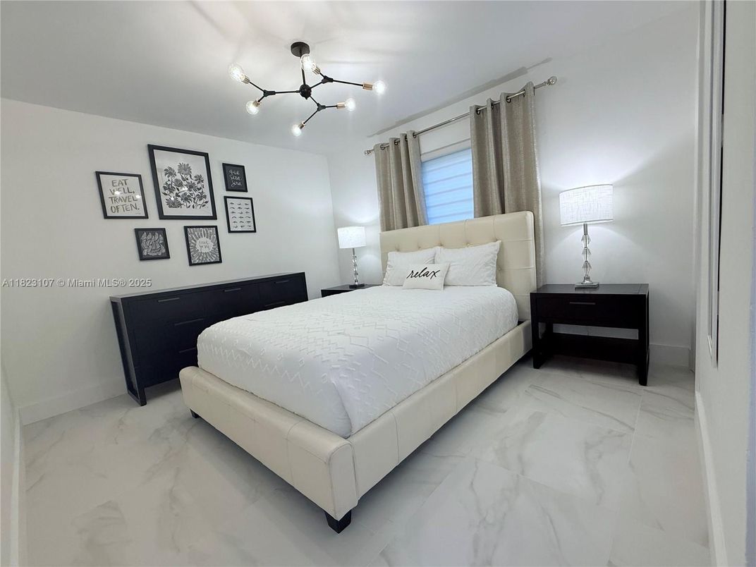 Bedroom, Interior, Marble, Pendant Lights