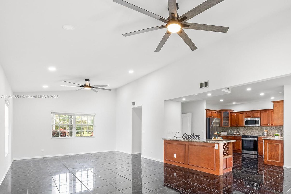 Interior, Kitchen, Marble, Recessed Lighting, Stainless Steel Appliances