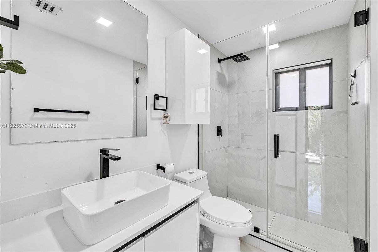 Bathroom, Glass Shower, Interior, Marble Walls, Recessed Lighting