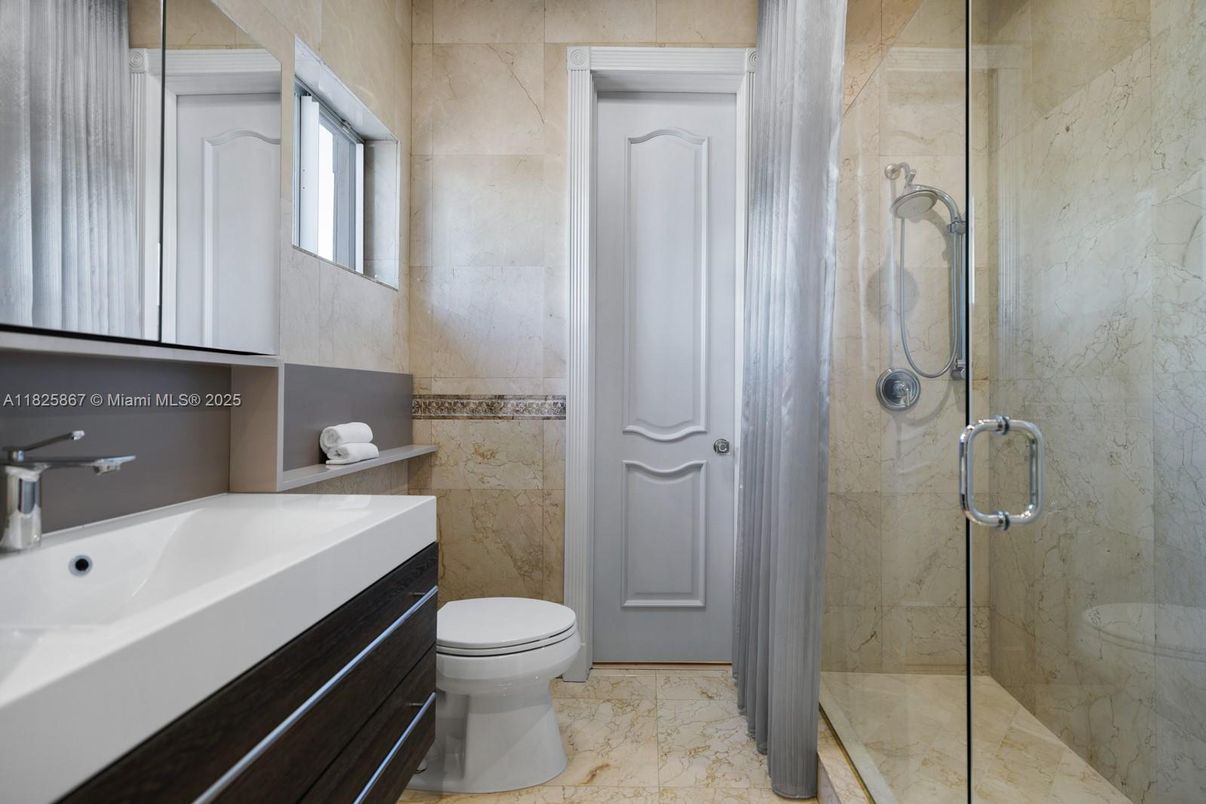 Bathroom, Glass Shower, Interior, Marble Walls