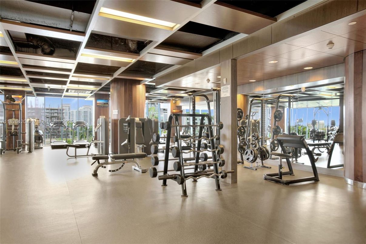 Fitness Equipment, Gym, Interior, Recessed Lighting
