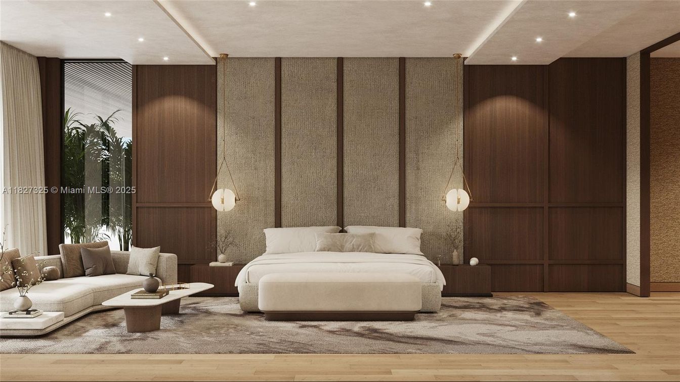 Interior, Living room, Pendant Lights, Recessed Lighting, Wood Texture Flooring