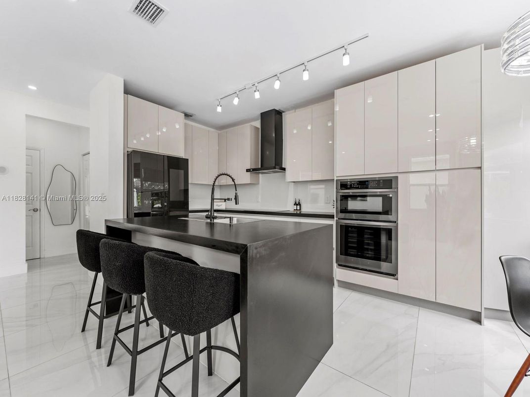 Interior, Kitchen, Marble, Recessed Lighting, Stainless Steel Appliances