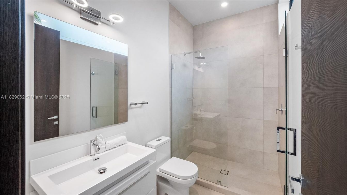 Bathroom, Glass Shower, Interior, Recessed Lighting