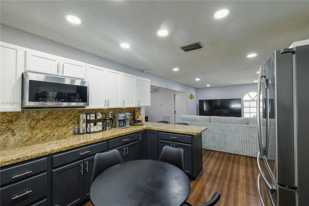 Interior, Kitchen, Recessed Lighting, Wood Texture Flooring